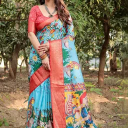 ALMAARI FASHION Ethnic Motifs & Floral Printed Jamdani Saree With Attached Blouse-picture-23