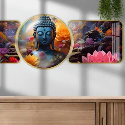 Aura Blue & Orange 1 Piece Wood Religious Wall Paintings-picture-15