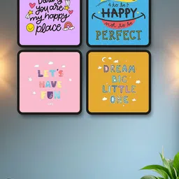 SAF Purple & Blue 4-Pieces Motivational Quotes Printed Framed Wall Art-image-35