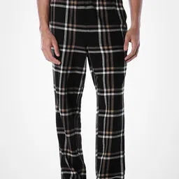 Jack & Jones Men Checked Mid-Rise Pure Cotton Straight Lounge Pants-picture-35