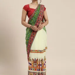 DIVASTRI Bandhani Embroidered Pure Georgette Half and Half Bandhani Saree-picture-17