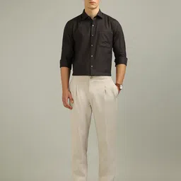 Arrow Men Textured Spread Collar Pure Cotton Dobby Italian Elegance Formal Shirt image 3