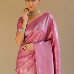 Ehaircare Ethnic Motifs Woven Design Zari Saree With blouse Piece image 2