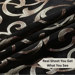 GEET CREATIONS Black Set of 2 Floral Room Darkening Window Curtain image 2