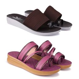 BERSACHE Pack of 2 Women Textured One Toe Flats-picture-3