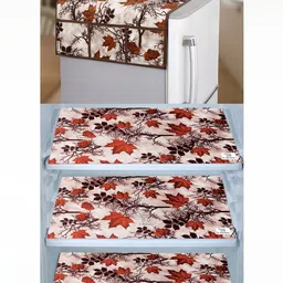 E-Retailer 4-Pcs Brown & Red Printed Refrigerator Covers-image-4