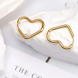 AUMAURA LIFESTYLE Gold Plated Heart Shaped Hoop Earrings-picture-38