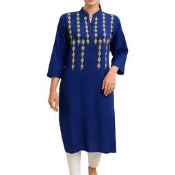 Silakaari Women Pure Cotton Embroidered Kurtis-image-3