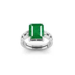RRVGEM Emerald 12.25 Ratti 12.00 KT Silver Plated Adjustable Finger Ring-picture-25