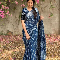 Anouk Floral Zari Linen Blend Saree-picture-21