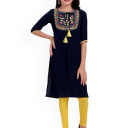 MASTARANG Girls Floral Embroidered Regular Kurti-picture-5