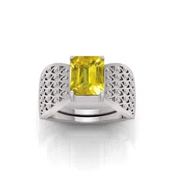 RRVGEM 10.25 Ratti Silver Yellow Sapphire Adjustable Finger Ring-picture-14