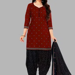 shree jeenmata collection Geometric Printed Pure Cotton Unstitched Dress Material-picture-23