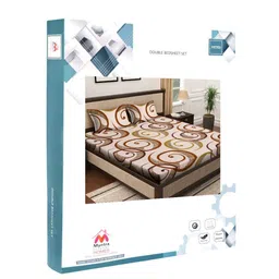 Myntra Elegant Homes Cream-Coloured & Brown Geometric 300 TC King Bedsheet with 2 Pillow Covers image 5