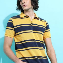 HIGHLANDER Men Striped Polo Collar Slim Fit T-shirt-picture-41