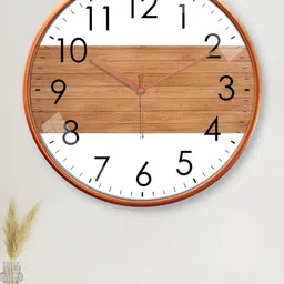 RANDOM Gold-Toned & White Printed Contemporary Wall Clock image 4