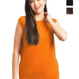 NOTWILD Women Pack Of 2 Solid Round Neck Cotton Oversized T-shirts-picture-34