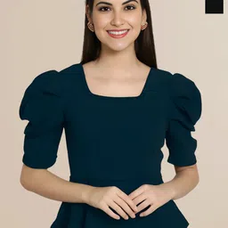 Mast & Harbour Women Pack Of 2 Puff Sleeves Peplum Tops-picture-41
