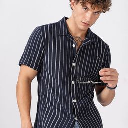 Moda Rapido Striped Cuban Collar Regular Fit Shirt-picture-3