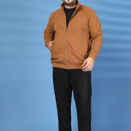 plusS Men Plus Size Stand Collar Solid Open Front Jacket image 4