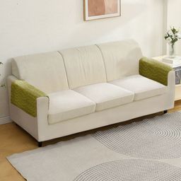 HOKIPO Green  2 Pieces Self Design Velvet Sofa Armrest Mat-picture-29