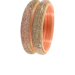 ZULKA Set Of 2 Zircon Gemstone Studded Linked Kada Glass Bangles image 5