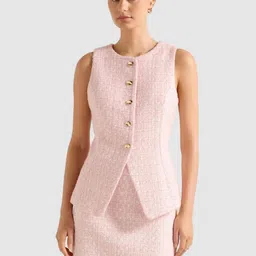 Forever New Scoop Neck Sleeveless Woven Waistcoat-picture-21