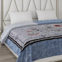 Monte Carlo Blue & White Abstract Printed Heavy Winter 850 GSM Double Bed Blanket image 5