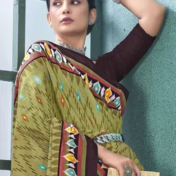 HERE&NOW Printed Pure Cotton Ikat Saree-picture-19