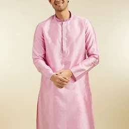 Diwas by Manyavar Ethnic Motifs Woven Design Mandarin Collar Thread Work Art Silk Kurta image 5