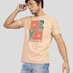 Greylongg Floral Printed Round Neck Cotton Tshirt-picture-21