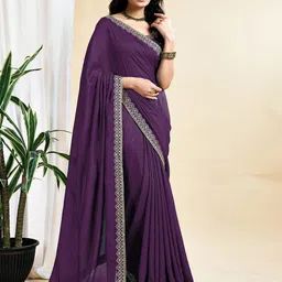 Sangria Womens Embroidered Saree image 3