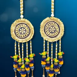 PUFFSMART 2Pcs Blue & Yellow Textured Parrot Patch Hanging Garlands image 2