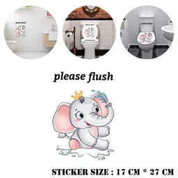 DEALSEVEN FASHION Grey & Pink Elephant Toilet Flush Reminder-Printed Toilet Stickers-picture-21