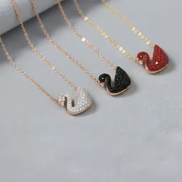 Zaphariq Set Of 3 Artificial Stones Studded Swan Shaped Pendant Chains-picture-21