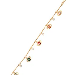 I Jewels Gold-Plated Artificial Stones Studded Evil Eye Charm Bracelet image 3