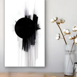 nestroots Modern Black Circle on Abstract Black & White Canvas Wall Art-picture-27
