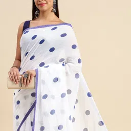 DESH BIDESH Polka Dot Pure Cotton Taant Saree image 2