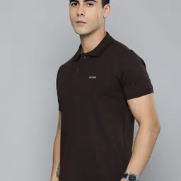 r.code by the roadster life co. Men Printed Polo Neck Cotton Blend Brown T-Shirt image 2