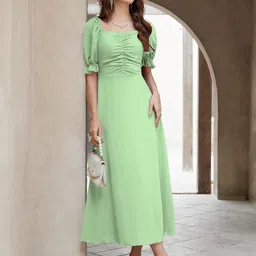 Sugathari Puff Sleeve A-Line Midi Dress image 2