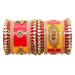 Zindura Set Of 2 Gold-Plated  Kundan Studded Bangle-image-6