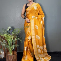 HERE&NOW Ethnic Motifs Zari Pure Silk Ready to Wear Banarasi Saree-picture-15