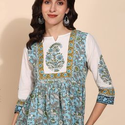 Asami Floral Print Cotton Peplum Top-picture-3