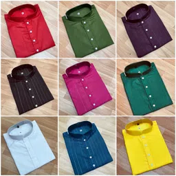 ocmoh Men Striped Cotton Blend Straight Kurta image 3