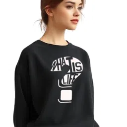 SALUJA FABRICS Women Typography Printed Cotton Sweatshirt-picture-10