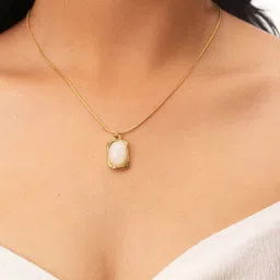 Estailo fashion Gold-Plated Gemstone-Studded Pendant With Chain-image-28