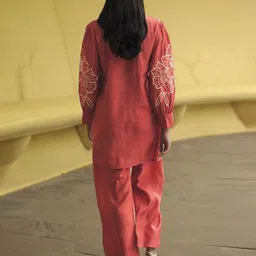 Anouk Mandarin Collar Embroidered Top With Trouser Co-Ords image 5