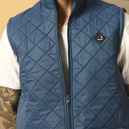 Christy World Men Mock Collar Solid Gilet Jacket image 3