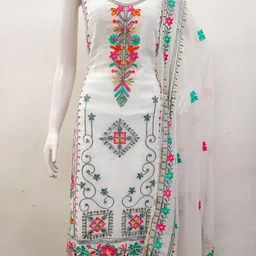 SHADOW & SAINING Embroidered Silk Georgette Unstitched Dress Material image 2