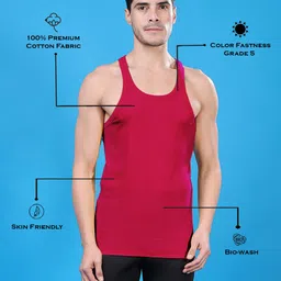 Friskers Pack Of 2 Pure Cotton Gym Vests 270525CA-07-16 image 5